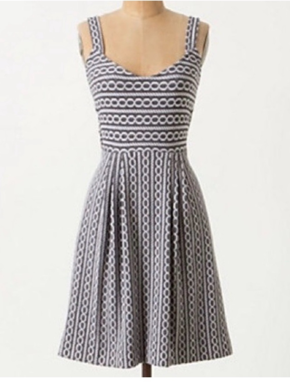 Anthropologie cross cross Grey & White Patterned Sundress